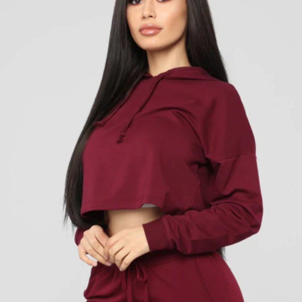 Fashion Nova Women's Latest & Greatest French Terry Crop Hoodie - XS